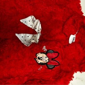 Disney Red Faux Fur Jacket with Minnie Mouse and Polka Dot Bow